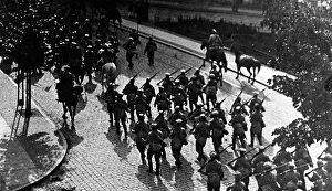 Tilsit: Russian infantry marches into Tilsit, 1914