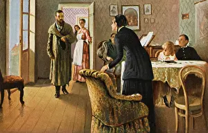 Repin: Russian middle class family scene