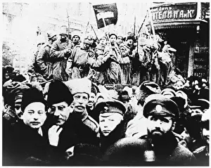 Protestors: Russian October Revolution in Petrograd