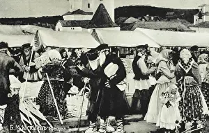 Kustodiev: Russian peasants at a fair