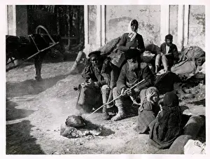 Retreating: Russian peasants retreating ahead of German advance, WWI