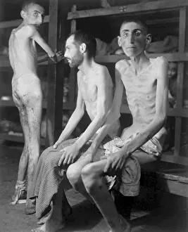 Emaciated: Russian, Polish, and Dutch slave laborers at Buchenwald