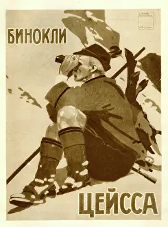Hiker: A Russian poster advertising Zeiss binoculars