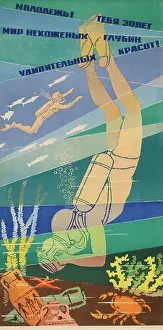 Cyrillic: Russian poster, sea diving