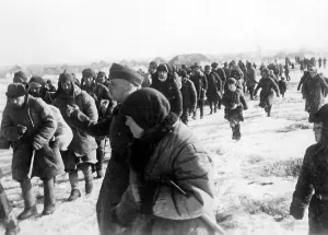 Husbands: Russian slave laborers are deported to Germany, 1943
