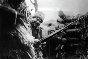 Emplacement: Russian soldier in a trench