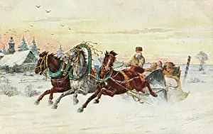 Troika: Russian troika in the snow