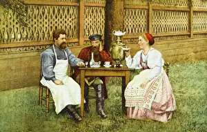 Samovar: Russians drinking tea
