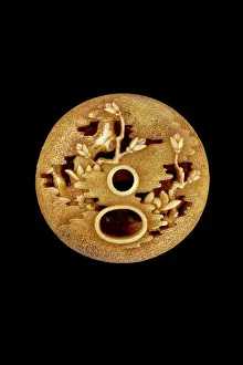 Netsuke: Ryusa-style netsuke with magnolia tree, moon, and clouds