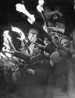 Torches: SA-members at an event Berlin, 1934