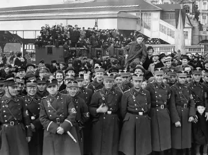 Sturmabteilung: SA men waiting for Adolf Hitler, 1938