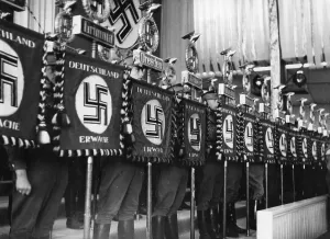 Standards: SA standard bearer in the Luitpoldhalle at
