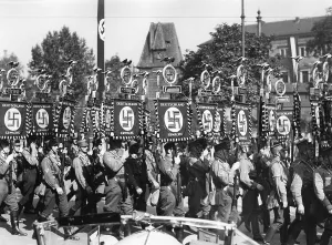 Bearers: SA Standarten on the march through Nuremberg