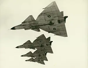 Four Saab JA37 Viggens