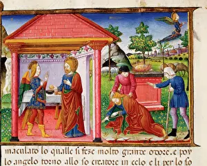 Joachim: Sacrifice of Joachim and faintness. Codex of Predis (1476)