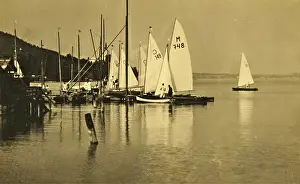 Ischl: Sailing at the Attersee. Several sailboats at the
