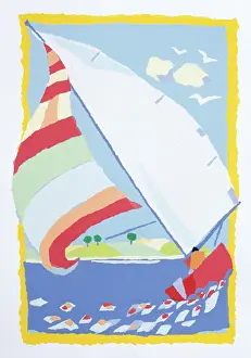 Ayliffe: Sailing Boat ' paper collage
