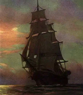 Stretched: Sailing Ship at Night
