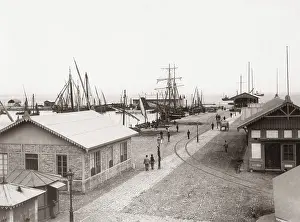 Cadiz: Sailing ships in the harbour, Cadiz, Spain, c.1900
