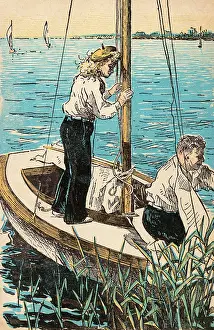 Dingy: Out Sailing - Young Couple in The Netherlands