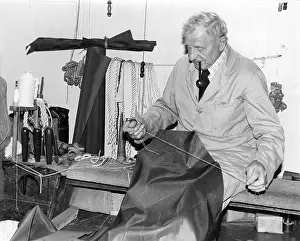 Sailmaker: Sailmaker at work, Penzance, Cornwall