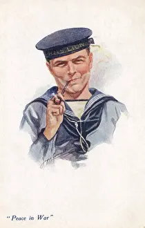 Puffing: Sailor from HMS Lion smoking his pipe