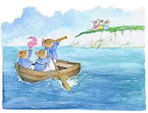 Endersby: Three sailor mice in a rowing boat