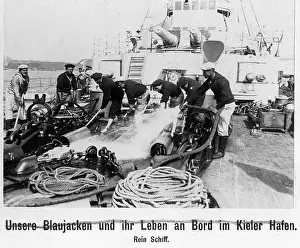 Cruisers: Sailors cleaning the ship's deck, 1911