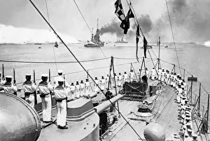 Manoeuvres: Sailors on deck of the Kasuga, 1927