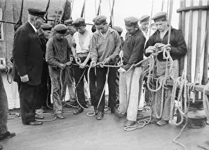 Knot: Sailors learn to tie knots, around 1925