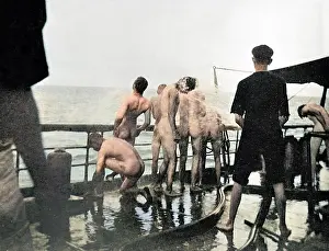 Mary Evans Library Of Congress (l&l): Sailors on the U.S.S. Yankee take a morning bath
