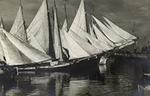 Dhow: Sails drying - Arab Dhows in the harbour at Beirut, Lebanon