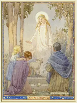 Halos: Saint Agnes blessing a family