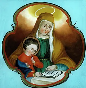 Eglomise: Saint Anne Teaching the Virgin to Read