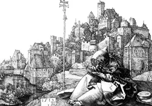 Duerer: Saint Anthony in front of the castle walls of Nuremberg