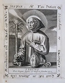 Hermit: Saint Bruno of Cologne (ca.1030-1101). Engraving