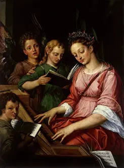Cecilia: Saint Cecilia Accompanying Three Singing Angels