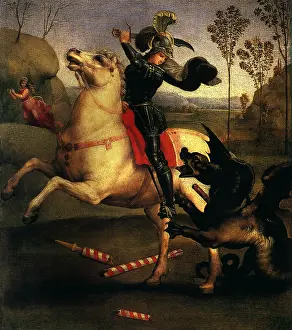 1505: Saint George Fighting the Dragon, by Raphael