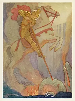 Slaying: Saint George slaying the dragon