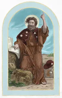 Habit: Saint James the Great (1st century-44AD). Colored engraving