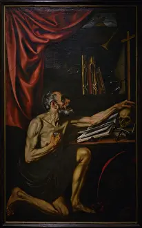Hermit: Saint Jerome doing penance in his study, by Luis Tristan