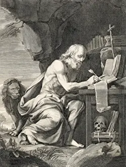 Vulgate: Saint Jerome, theologian, writing in his cell