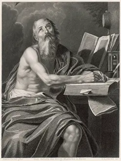 Vulgate: Saint Jerome, theologian, writing in his cell