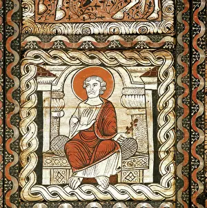 Graubuenden: Saint Joseph, painted coffered ceiling