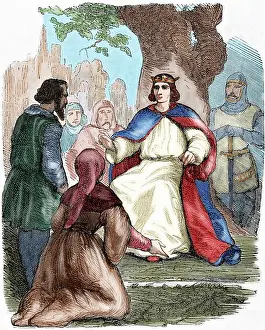 Kneel: Saint Louis (1214-1270) administering justice under a beech
