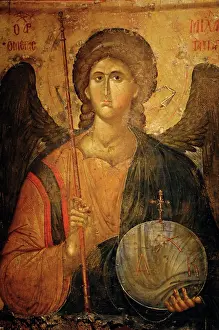 Sceptre: Saint Michael Arcangel. Byzantine icon. XIV century. Greece