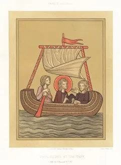 Bibliotheque De Larsenal: Saint Paul with Silas and Timothy on a sailboat