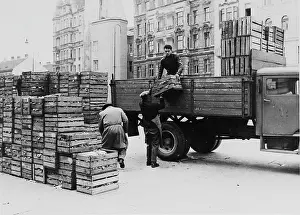 Salads: Salad from Neusiedel is transported. About 1960