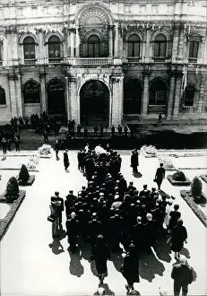 Jeronimos: Salazar coffin arrives at Jeronimos Monastery, Portugal