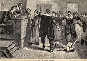 Convulsions: Salem Witch Trials. A women protests as ?
